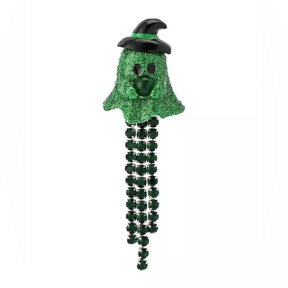 Betsey Johnson Sparkling Green Witch Brooch - Picture 3 of 5